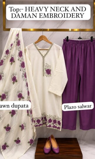 THE LIBAS COLLECTION M.UMAR EMBROIDERY NECK DAMAN PAKISTANI KURTITHE LIBAS COLLECTION M. UMAR Heavy Reyon Cotton Pakistani Kurti with Embroidered Neck Top and Daman XL XXL