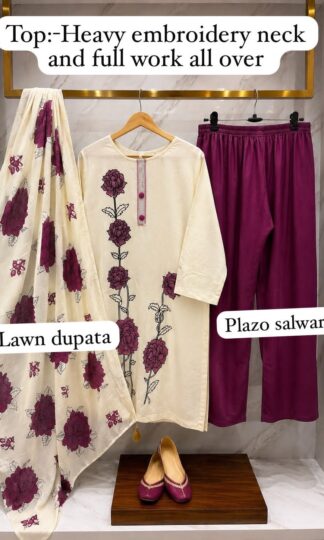 THE LIBAS COLLECTION M.UMAR EMBROIDERY NECK DAMAN PAKISTANI KURTITHE LIBAS COLLECTION M. UMAR Heavy Reyon Cotton Pakistani Kurti with Embroidered Neck Top and Daman XL XXL