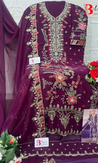 BILQIS B 243 D PAKISTANI EMBROIDERY SUITS ONLINEBILQIS B 243 Unstitched Pakistani Designer Suits Surat Georgette Heavy Embroidery Handwork with Inner