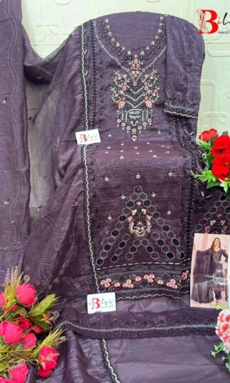BILQIS B 218 A PAKISTANI SUITS ONLINE WHOLESALEBILQIS B 218 A Pakistani Suits Online Wholesale Unstitched Crunchy Heavy Embroidery Handwork Cutwork