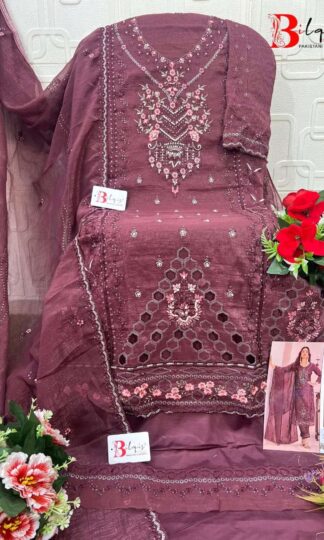 BILQIS B 218 D HANDWORK PAKISTANI SUITS ONLINEBILQIS B 218 A Pakistani Suits Online Wholesale Unstitched Crunchy Heavy Embroidery Handwork Cutwork