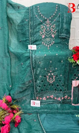 BILQIS B 218 C UNSTITCHED PAKISTANI SUITS WHOLESALE INDIABILQIS B 218 A Pakistani Suits Online Wholesale Unstitched Crunchy Heavy Embroidery Handwork Cutwork
