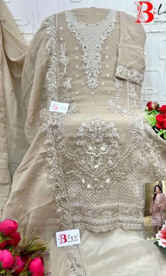 BILQIS B 230 D CRUNCY PAKISTANI SUITS SUPPLIER INDIABILQIS B 230 A Pakistani Suits Online Supplier Unstitched Crunchy Heavy Embroidery Handwork