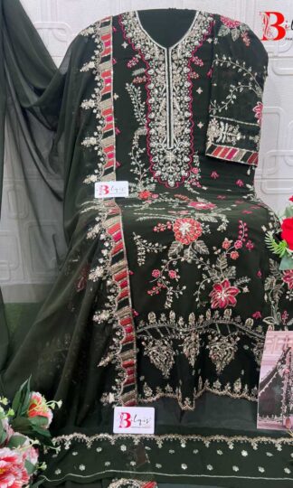 BILQIS B 243 E BOUTIQUE PAKISTANI DESIGNER SUITS WHOLESALEBILQIS B 243 Unstitched Pakistani Designer Suits Surat Georgette Heavy Embroidery Handwork with Inner