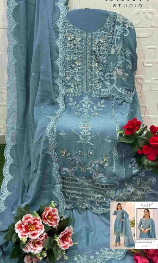 ELAN STUDIO E 04 A PAKISTANI CHIFFON SUIT WHOLESALE INDIAELAN STUDIO E 04 Pakistani Chiffon Suit Wholesale India Unstitched Heavy Embroidery Handwork Cutwork Applique with Inner