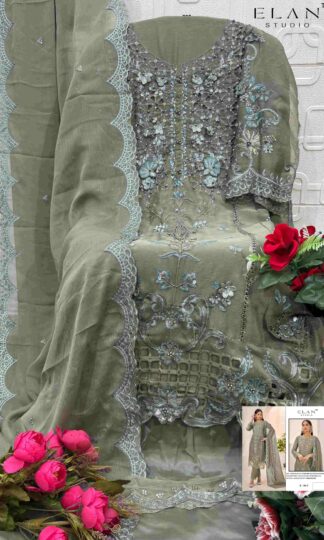ELAN STUDIO E 04 C HANDWORK PAKISTANI CHIFFON SUIT INDIAELAN STUDIO E 04 Pakistani Chiffon Suit Wholesale India Unstitched Heavy Embroidery Handwork Cutwork Applique with Inner