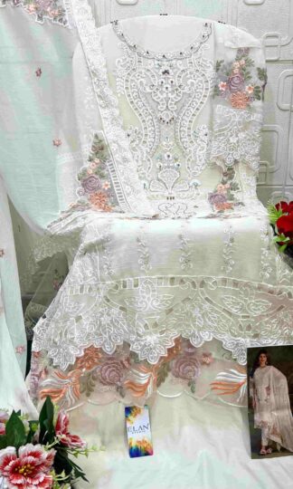 ELAN STUDIO E 05 A DESIGNER PAKISTANI SALWAR SUITS SUPPLIERELAN STUDIO E 05 Designer Pakistani Salwar Suits Supplier Chiffon Heavy Embroidery Handwork Cutwork Unstitched