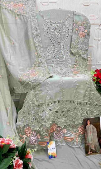 ELAN STUDIO E 05 C PAKISTANI SALWAR SUITS ONLINE SUPPLIERELAN STUDIO E 05 Designer Pakistani Salwar Suits Supplier Chiffon Heavy Embroidery Handwork Cutwork Unstitched