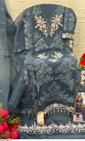 ELAN STUDIO E 08 B HANDWORK PAKISTANI SALWAR SUIT WHOLESALEELAN STUDIO E 08 A Kota Checks Pakistani Salwar Suit Online Unstitched Heavy Embroidery Handwork