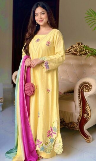 MF 544 EMBROIDERY WORK TOP AND PLAZO PANT WITH DUPATTA ONLINEMF 544 Embroidery Work Top and Plazo Pant with Dupatta Online