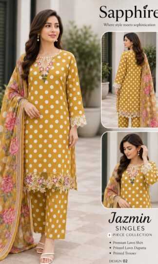 SAPPHIRE JAZMIN PAKISTANI SUITS ONLINE WHOLESALESAPPHIRE JAZMIN Pakistani Suits Online Wholesale Pure Cotton Multiple Heavy Patch Work Cotton XXL 44
