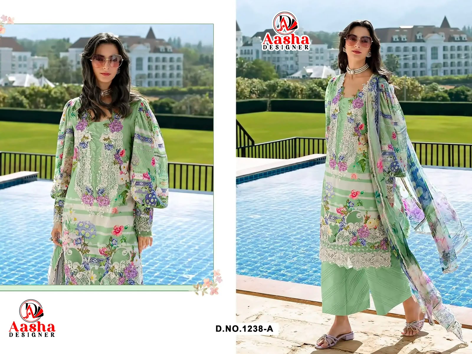 AASHA DESIGNER 1238 A PAKISTANI SUITS ONLINE SHOPPING