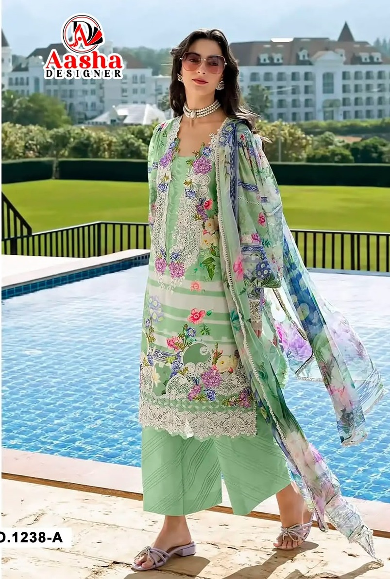 AASHA DESIGNER 1238 A PAKISTANI SUITS ONLINE SHOPPING (#165730)