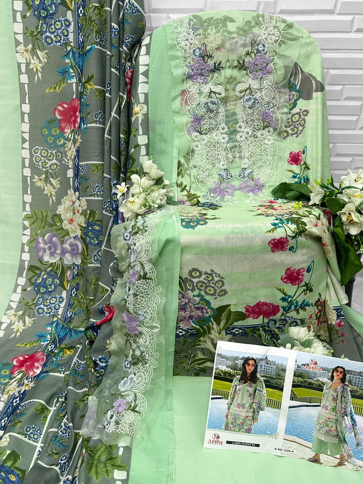 AASHA DESIGNER 1238 A PAKISTANI SUITS ONLINE SHOPPING - Image 2