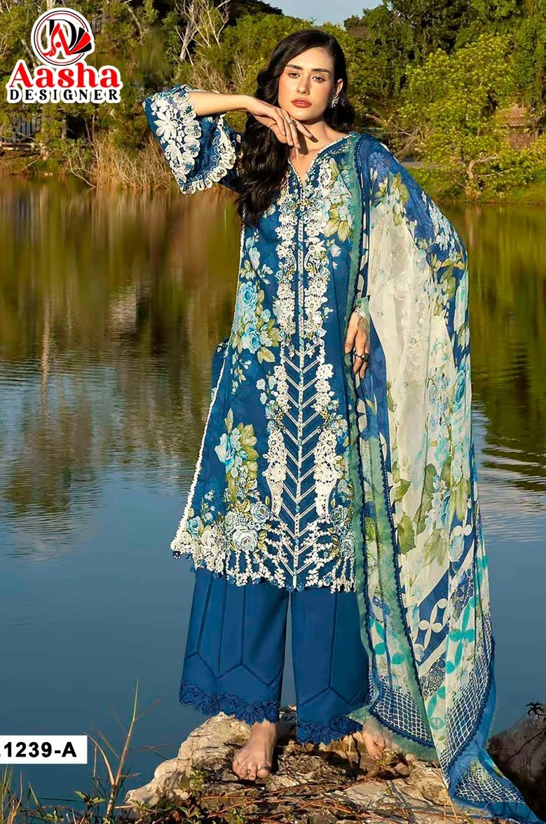 AASHA DESIGNER 1239 A PAKISTANI SUITS ONLINE INDIA (#166057)