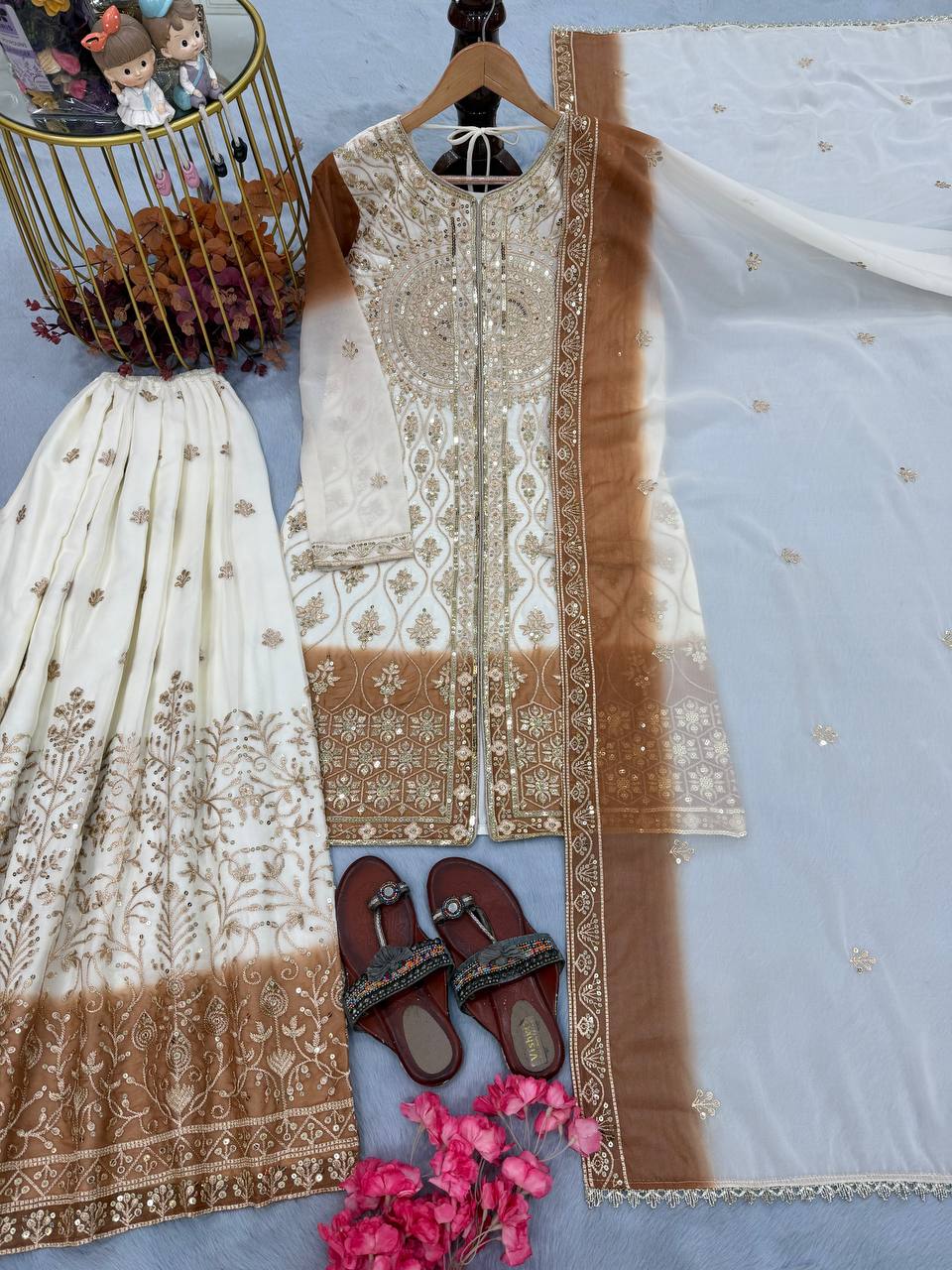 AD 224 DESIGNER TOP PLAZZO SUIT ONLINE WHOLESALE - Image 2