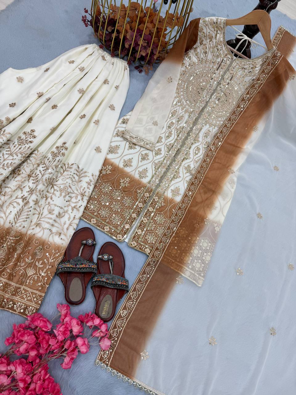 AD 224 DESIGNER TOP PLAZZO SUIT ONLINE WHOLESALE