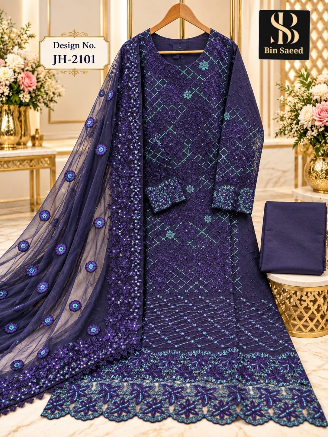 BIN SAEED JH 2101 PAKISTANI KURTI PENT SET ONLINE COLLECTION (#166301)