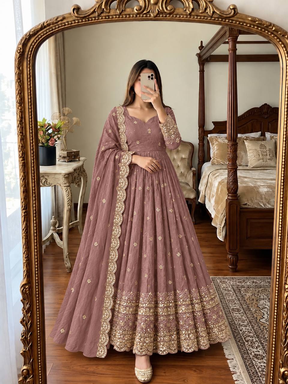 JF 059 DESIGNER PREMIUM GOWN SET WHOLESALE IN INDIA (#166259)