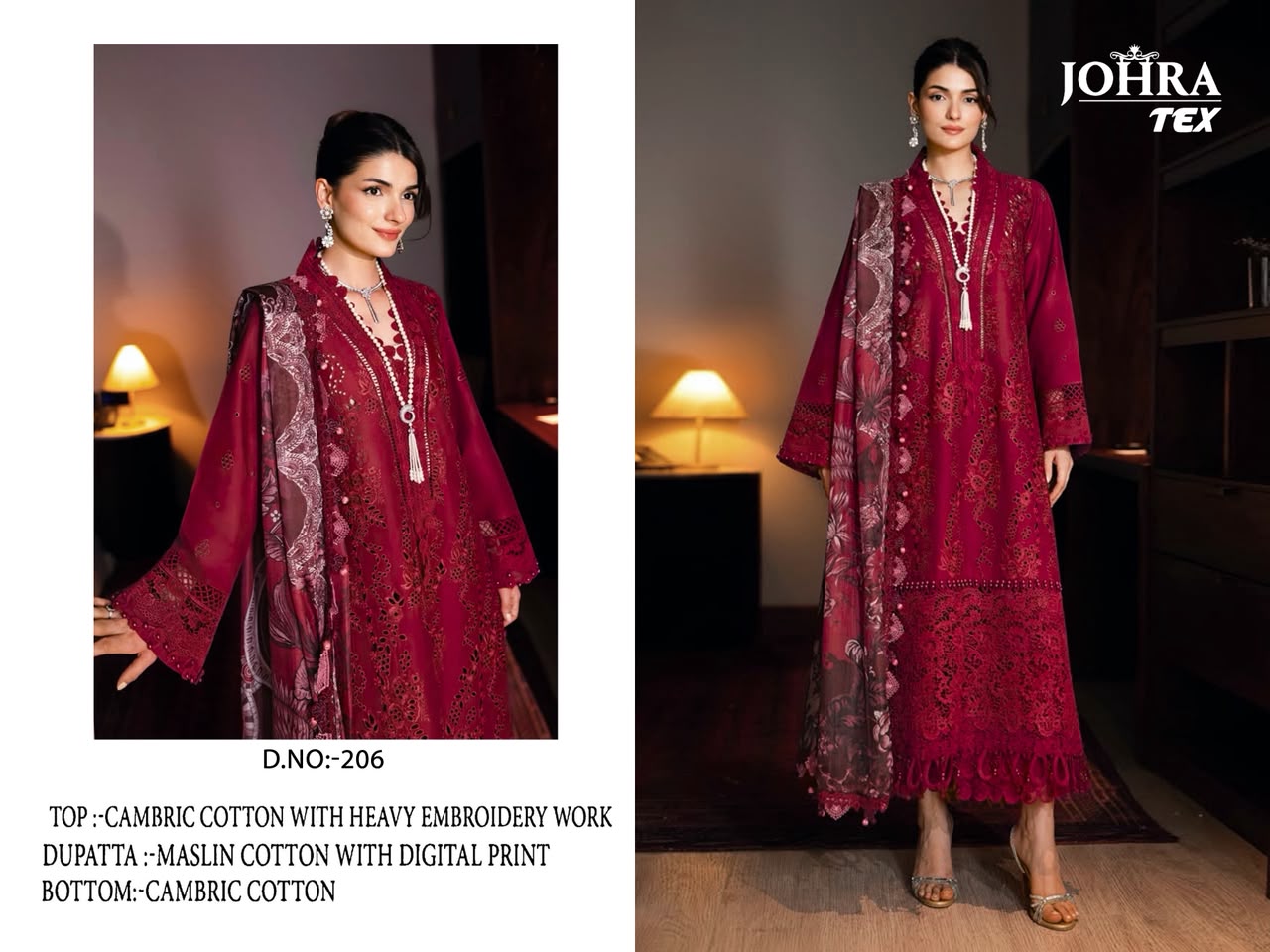 JOHRA TEX JT 206 PAKISTANI SUITS IN SINGLE PIECE
