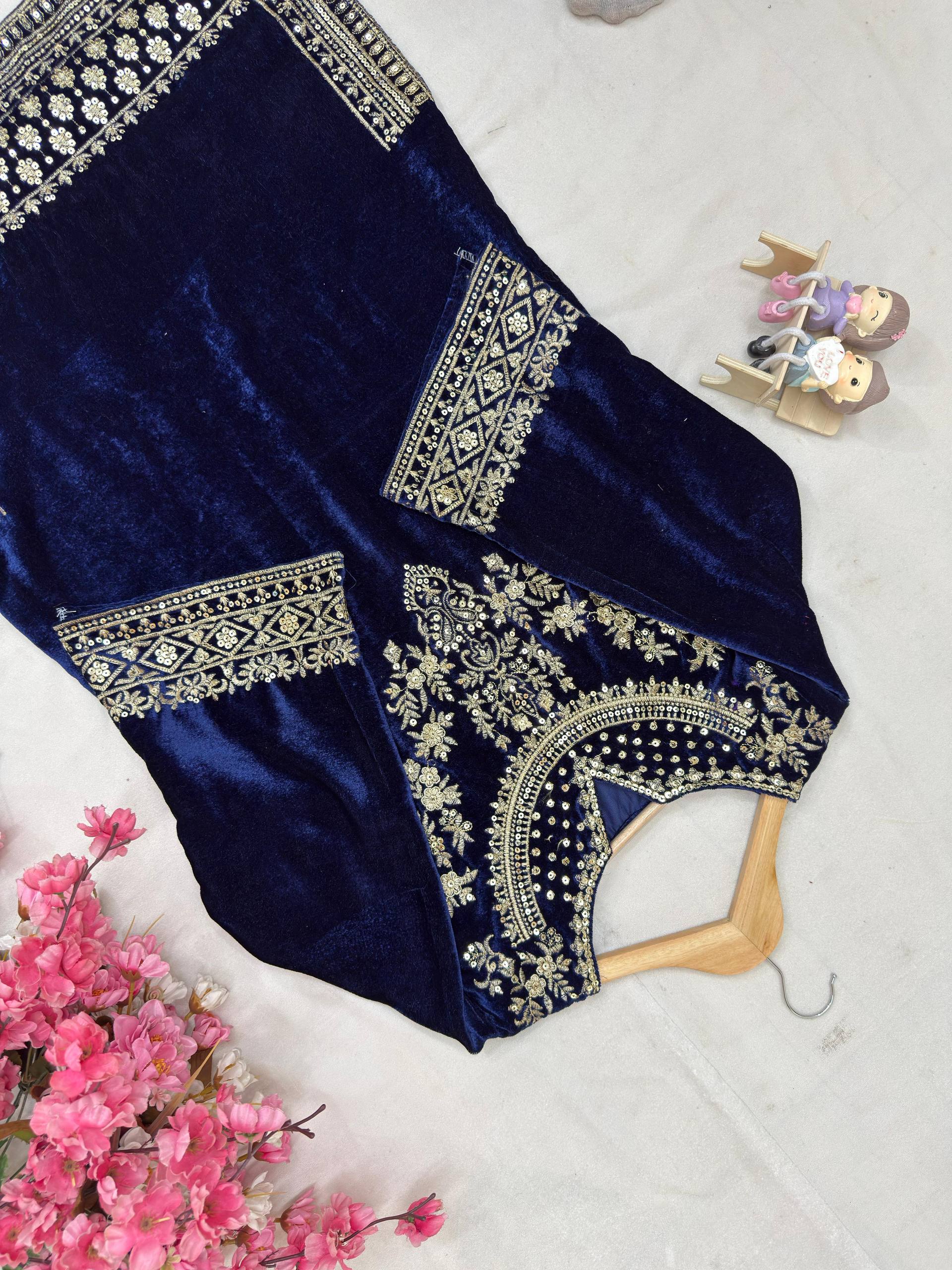 LC 1434 PAKISTANI VELVET CO-ORD SET ONLINE WHOLESALE