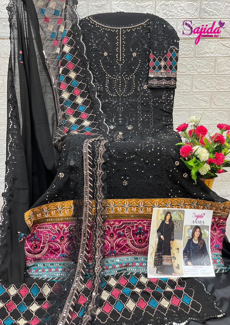 SAJIDA DESIGNER PAKISTANI SUITS ONLINE WHOLESALE IN INDIA (#165992)