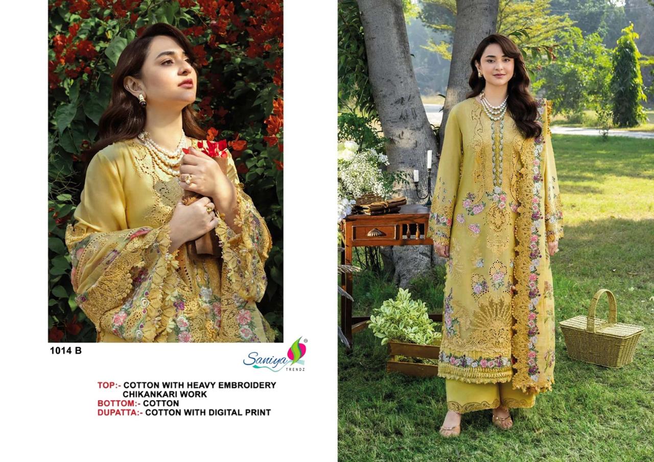 SANIYA TRENDZ 1014 B PAKISTANI SUITS WHOLESALE PRICE