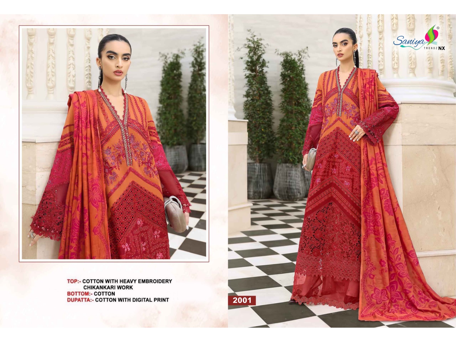 SANIYA TRENDZ 2001 DESIGNER PAKISTANI SUIT WITH PRICE