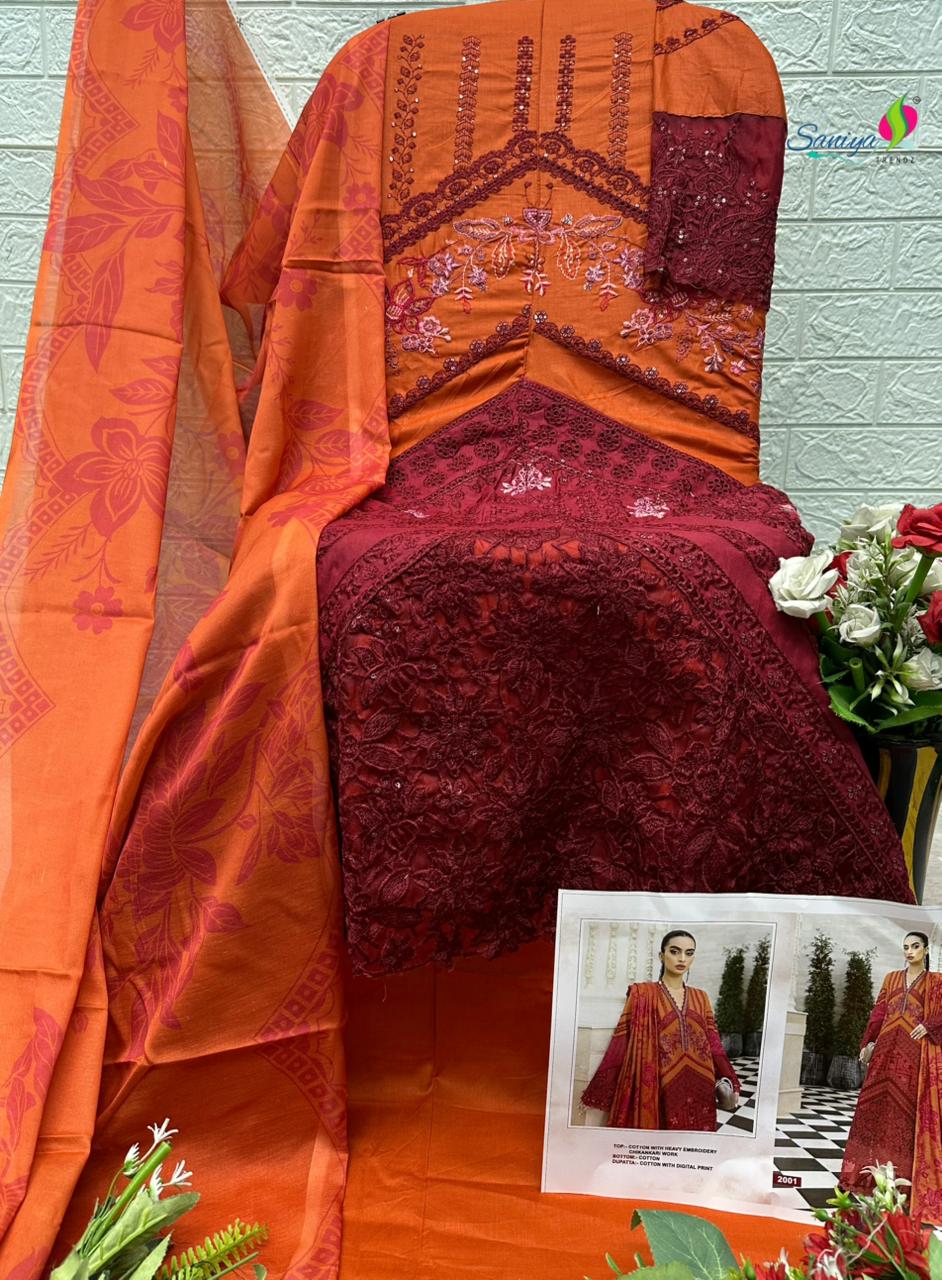 SANIYA TRENDZ 2001 DESIGNER PAKISTANI SUIT WITH PRICE - Image 2