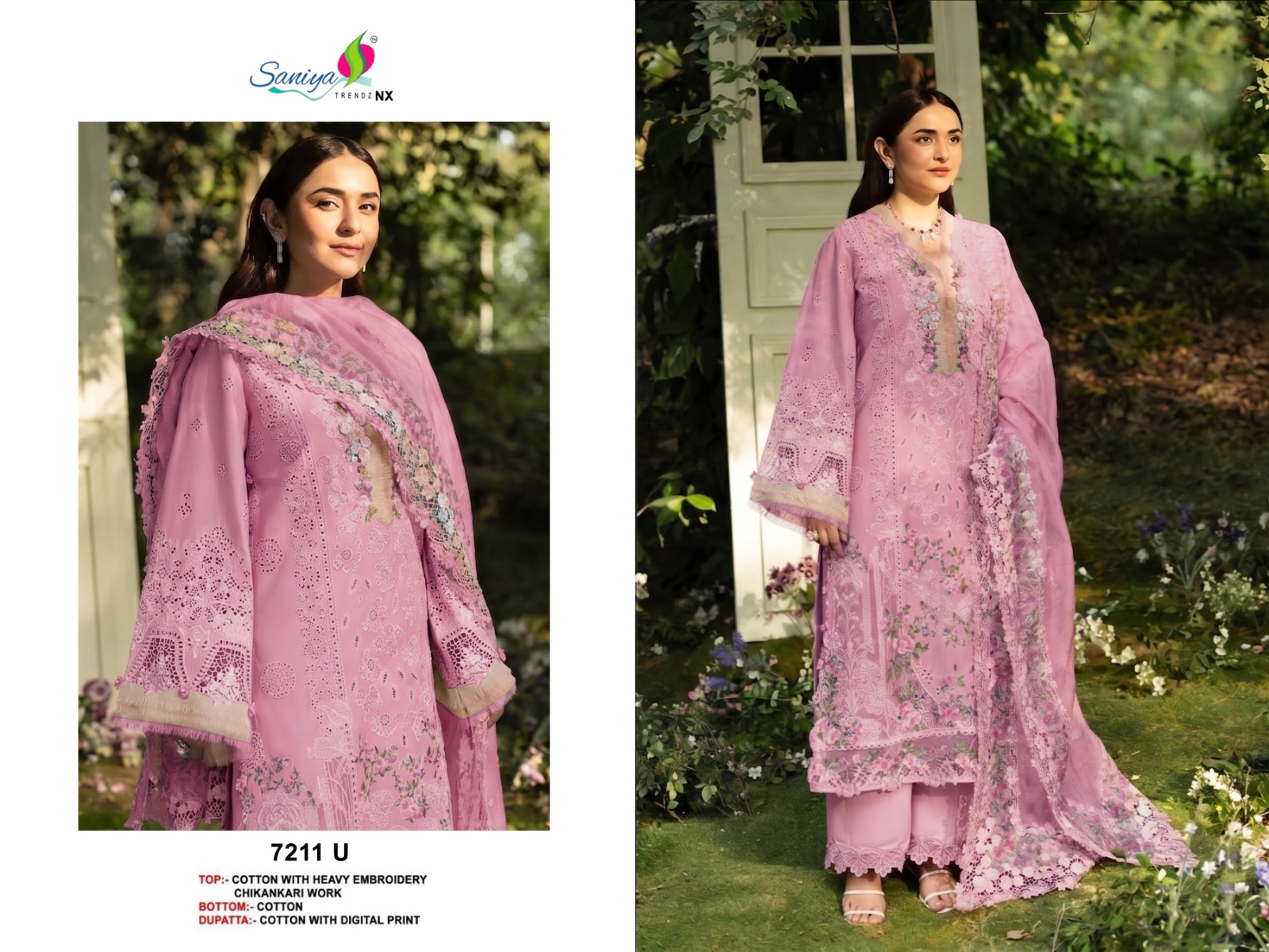 SANIYA TRENDZ 7211 U PAKISTANI SUITS WHOLESALE PRICE