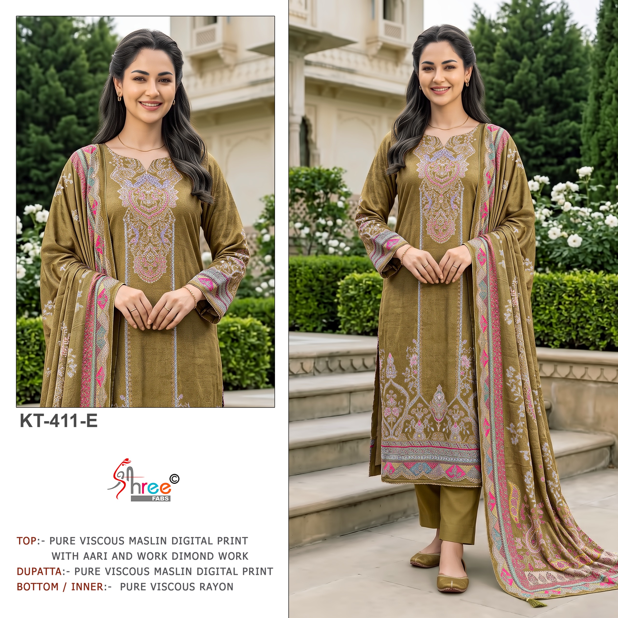SHREE FABS KT 411 E PAKISTANI SUITS IN SINGLE PIECE