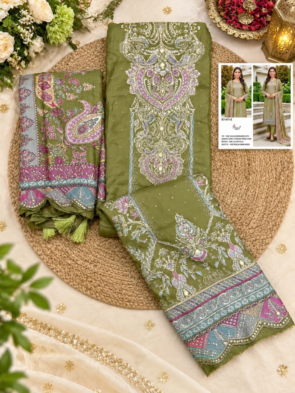 SHREE FABS KT 411 E PAKISTANI SUITS IN SINGLE PIECE - Image 2