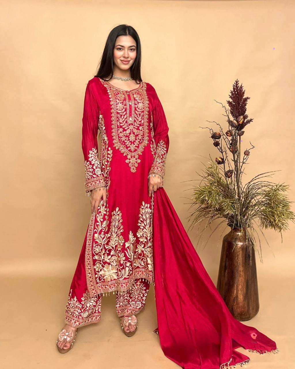 ST 256 RED PAKISTANI SUITS ONLINE SHOPPING