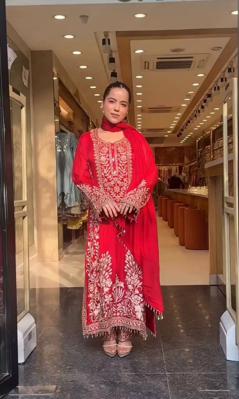 ST 256 RED PAKISTANI SUITS ONLINE SHOPPING