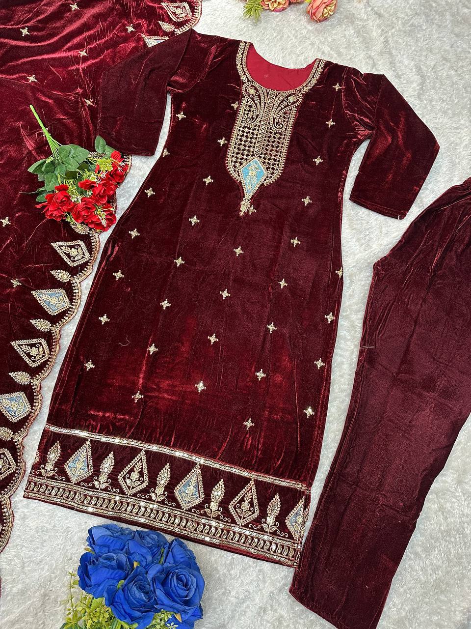 VLM 229 DESIGNER VELVET SALWAR SUIT ONLINE SUPPLIER - Image 5
