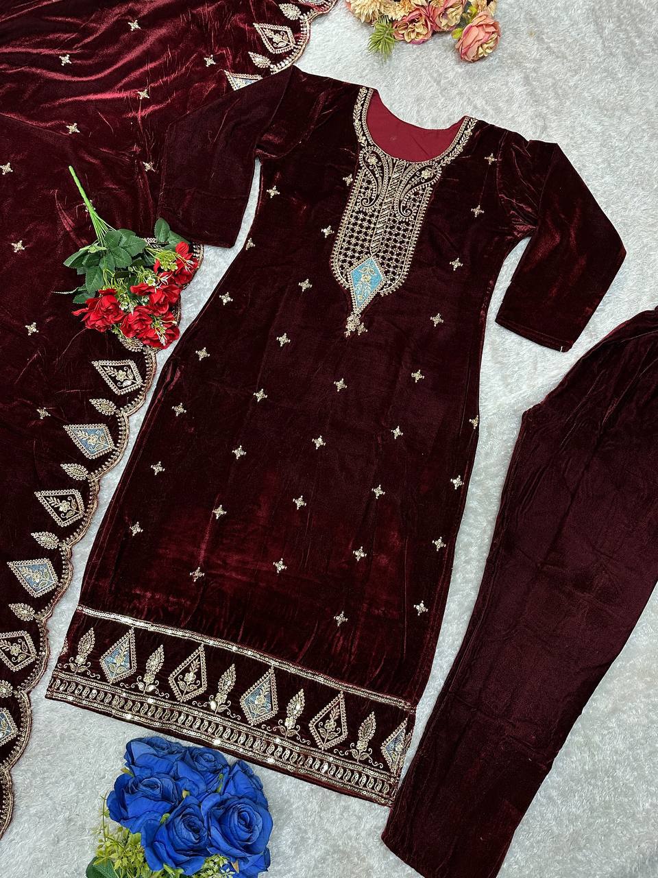 VLM 229 DESIGNER VELVET SALWAR SUIT ONLINE SUPPLIER - Image 4