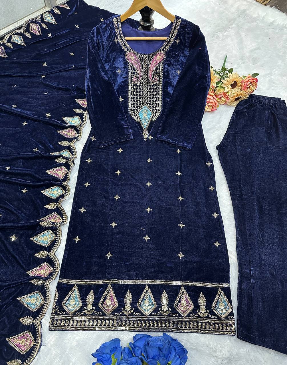 VLM 229 PAKISTANI VELVET SALWAR SUIT ONLINE SHOPPING - Image 3