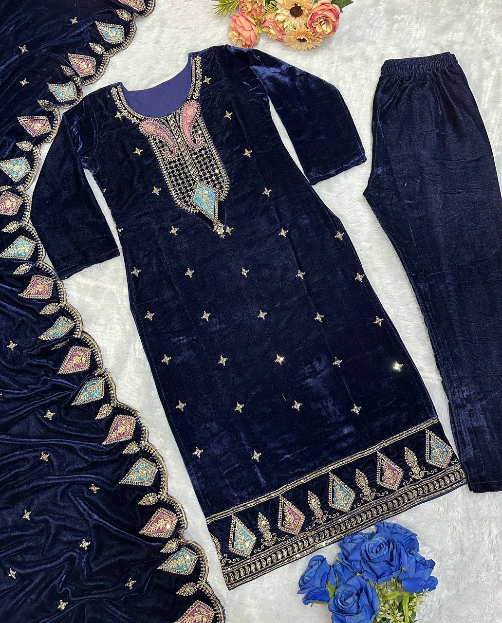 VLM 229 PAKISTANI VELVET SALWAR SUIT ONLINE SHOPPING - Image 4