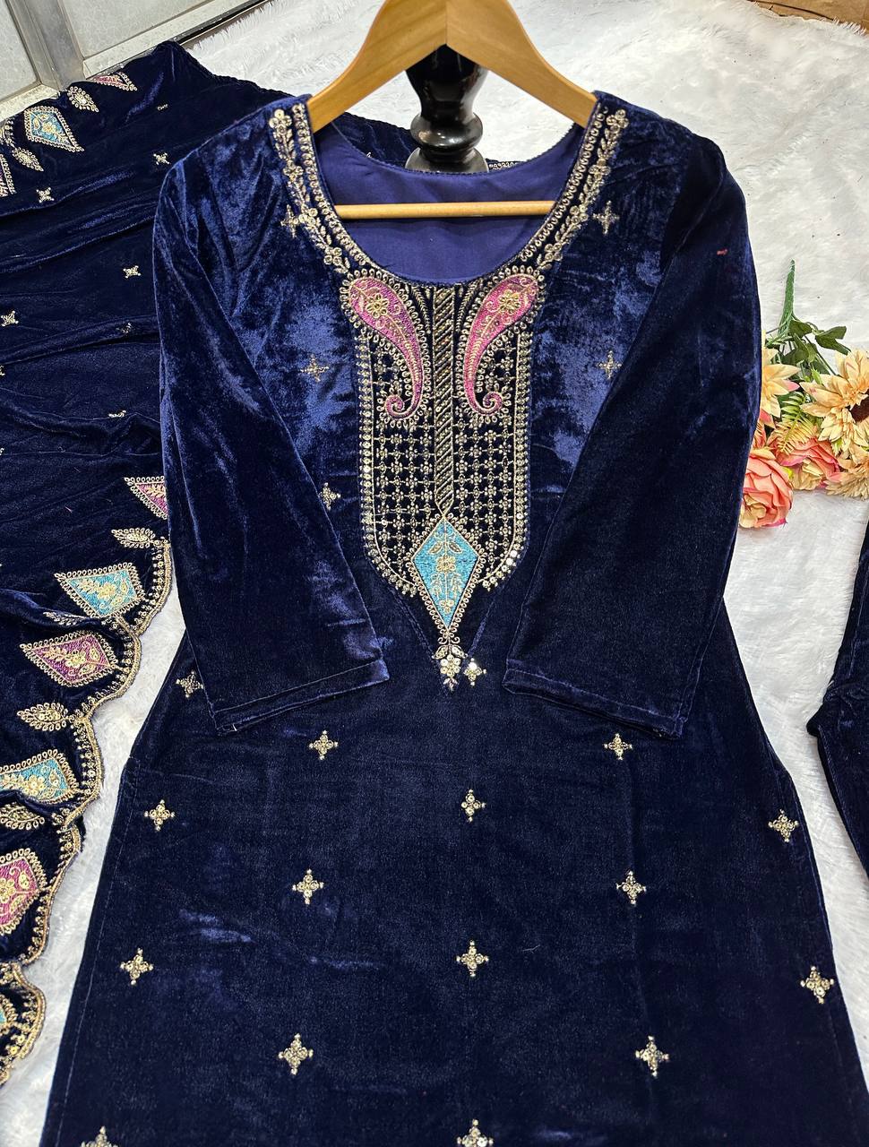 VLM 229 PAKISTANI VELVET SALWAR SUIT ONLINE SHOPPING - Image 2