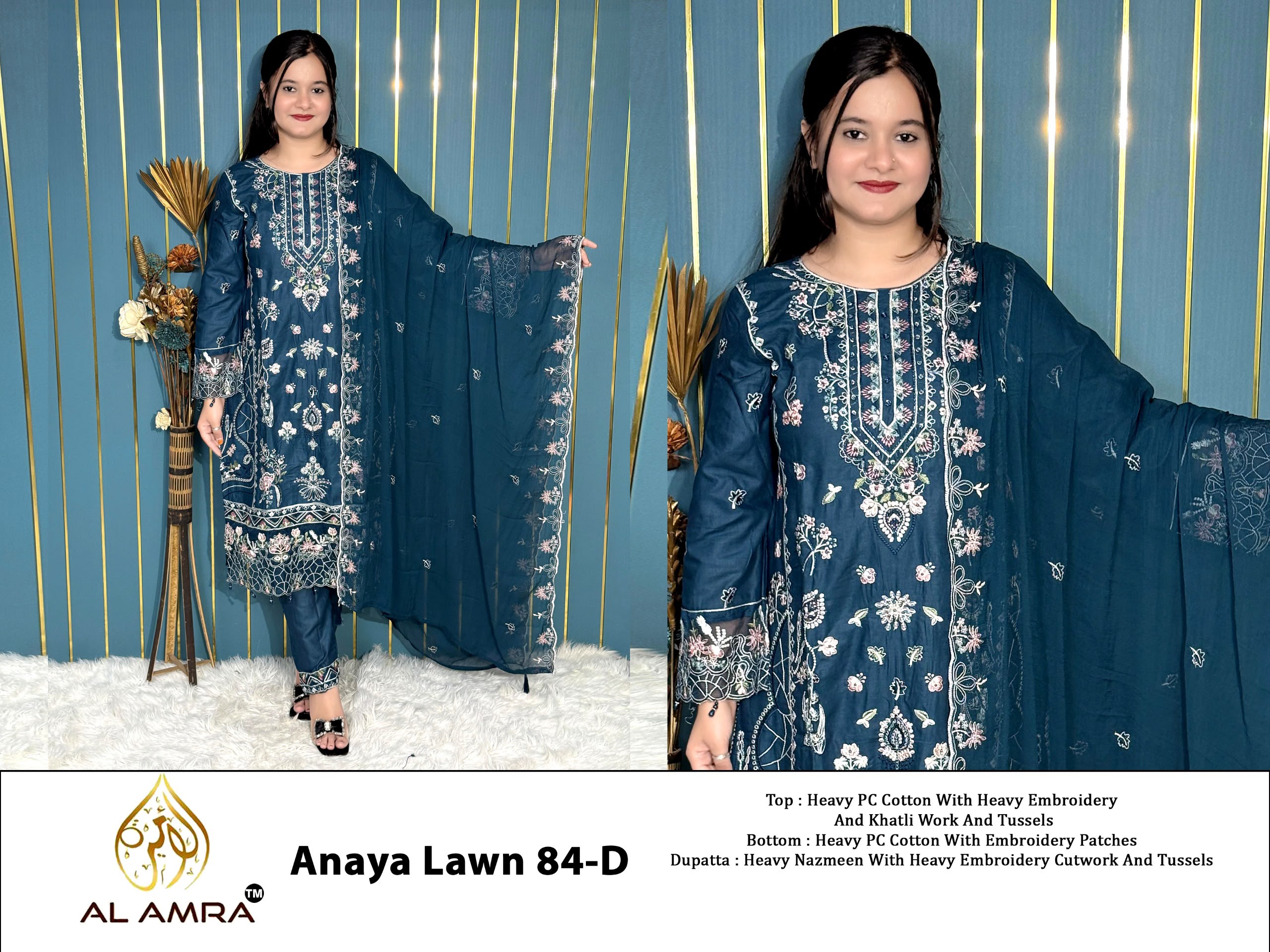 AL AMRA ZF ANAYA LAWN 84 D PAKISTANI SUITS FOR WOMEN
